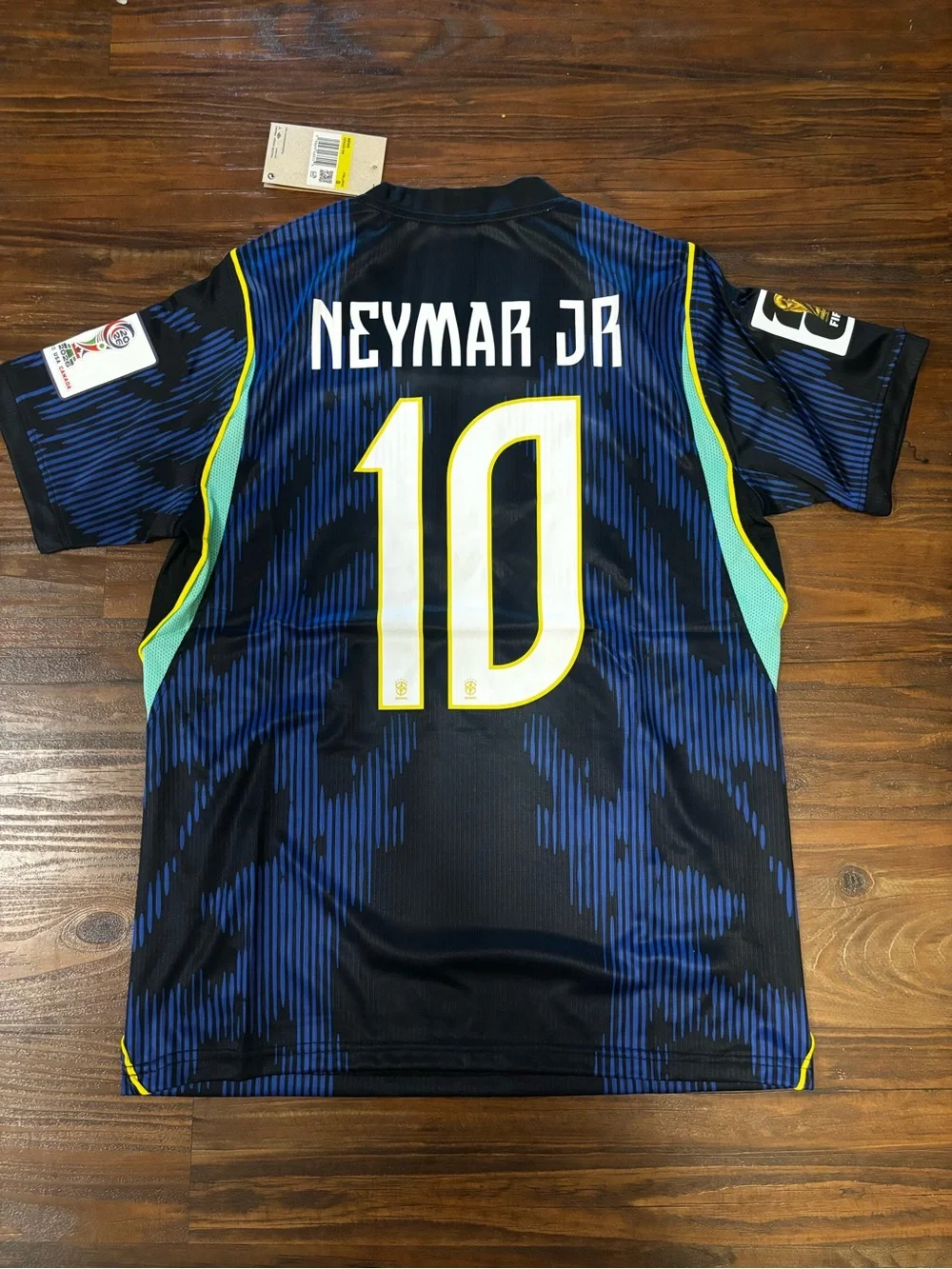 Jordan Brasil #10 Black & Navy Soccer Jersey with Yellow Accents